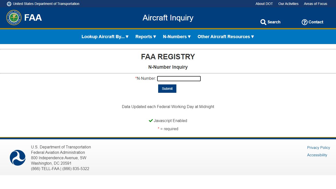 Aircraft Inquiry - Federal Aviation Administration